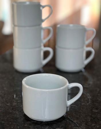 Jogo 6 xícaras de Café e Chá com pires - 200 ml Empilháveis - Porcelana  branca - Antilope Decor Porcelanas - Xícaras de Café - Magazine Luiza
