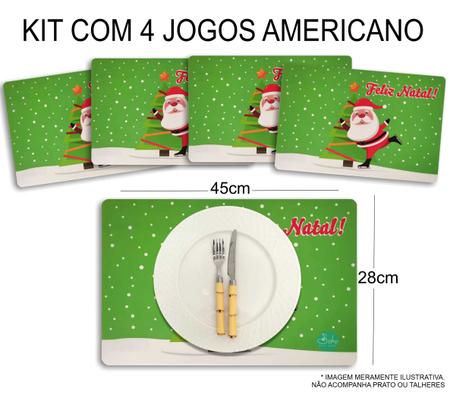 Jogo americano redondo para o dia conjunto de 4 tapetes laváveis de 38 cm Papai  Noel risada design de Natal tapetes de mesa redondos de PVC para mesa de  jantar