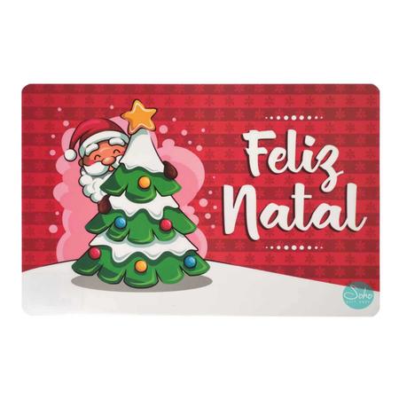 Jogo americano redondo para o dia conjunto de 4 tapetes laváveis de 38 cm Papai  Noel risada design de Natal tapetes de mesa redondos de PVC para mesa de  jantar