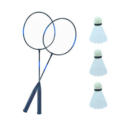Imagem de Kit Jogo Badminton Com 2 Raquetes + 3 Petecas + Bolsa