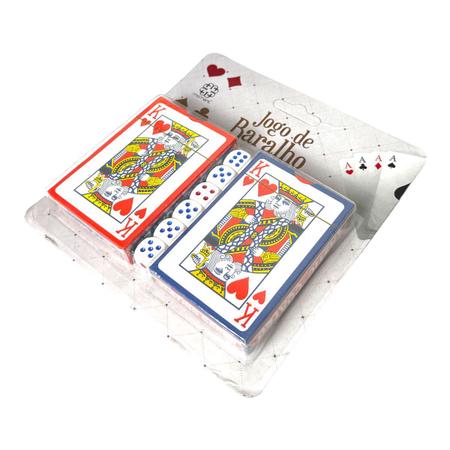 Kit Jogo de Cartas Baralho com 54 cartas + 3 Dados/ 9 Dados/ 24 Fichas  Poker Truco Jogo