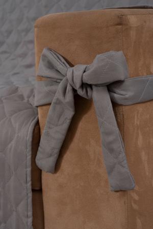Imagem de kit jogo capa protetor manta para sofá 2 e 3 lugares com laço cinza escuro