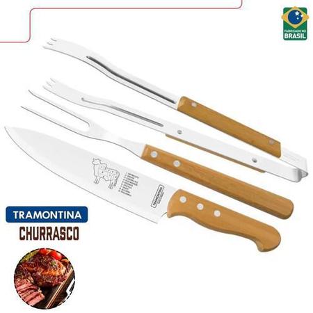 Kit para Churrasco 3 Peças Tramontina - Garfo, Pegador e Faca