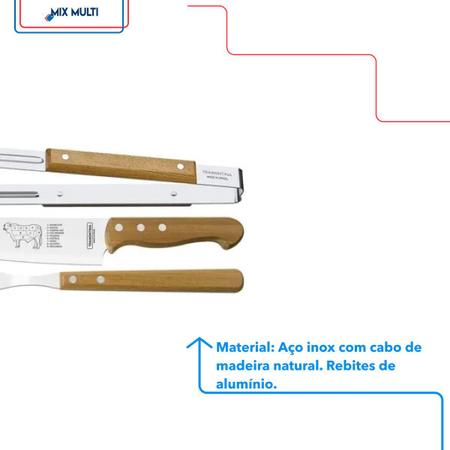 Kit para Churrasco 3 Peças Tramontina - Garfo, Pegador e Faca