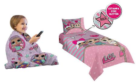 Imagem de Kit Jogo de Cama e Manta Fleece Infantil LOL Surprise Lepper