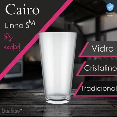 Imagem de Kit Jogo de Copos Cairo com 6 Unidades de Vidro Cristalino 350ml Alta Qualidade Ideal para Sucos Água Refrigerantes