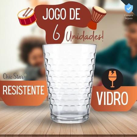 Jogo de Copos Nadir 265ml Batuque com 6 Unidades Vidro