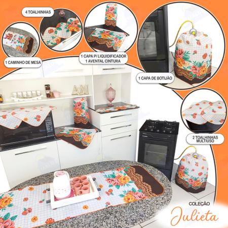 Kit Jogo De Cozinha 10 Peças Estampado Poliéster E Algodão Julieta - Malu  Enxovais & Decorações - Kit Capas para Cozinha - Magazine Luiza