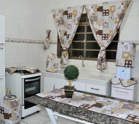 Jogo De Cozinha Completo Com Cortina 12 Peças Decoração Cozinha