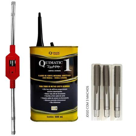 Kit Jogo de Macho M8 x 1,25 + Desandador + Fluido - SUPRIR Imagem de Kit Jogo de Macho M8 x 1,25 + Desandador + Fluido