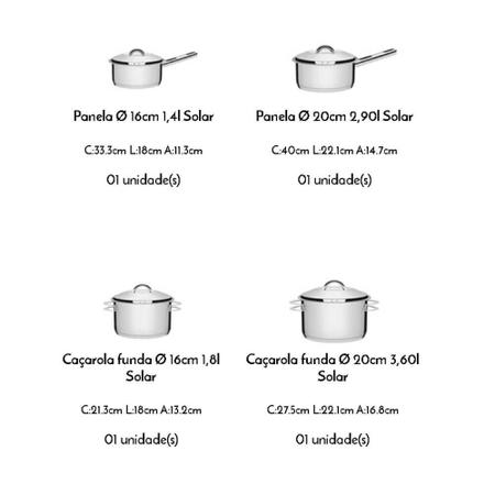 Jogo de Panelas Tramontina Solar em Aço Inox com Fundo Triplo 4