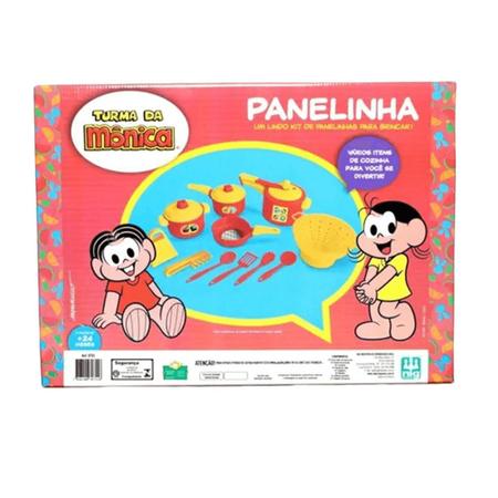 Imagem de Kit Jogo de Panelinhas Infantil Turma da Mônica Amarelo e Vermelho Diversas Receitas +3 anos Nig - 0755