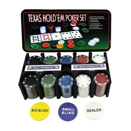 Brinquedo Jogo Texas Poker Set Lata com 200 fichas e 2 Baralhos - TEXAS  HOLD - Jogo de Poker - Magazine Luiza