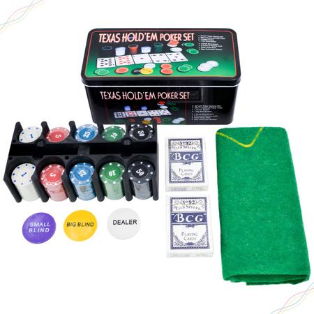 Brinquedo Jogo Texas Poker Set Lata com 200 fichas e 2 Baralhos - TEXAS  HOLD - Jogo de Poker - Magazine Luiza