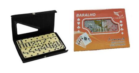 Kit Jogo de salão 1 Jogo de domino profissional 28 peças e 2