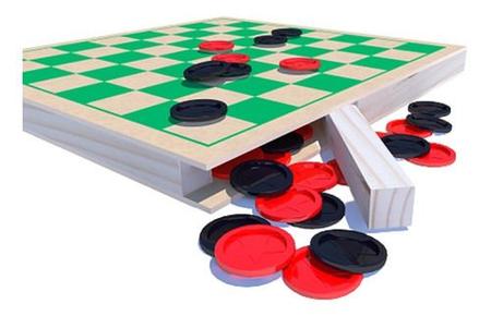 TABULEIRO DE JOGO PARA DAMA E LUDO, LATERAIS COM GAVETA