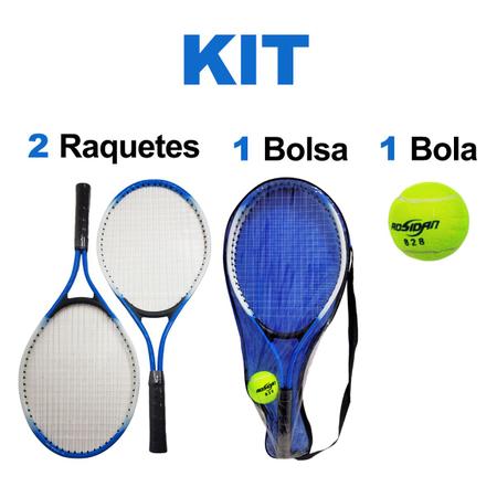 Kit Jogo De Tênis Infantil Amador 2 Raquetes Bolsa E 3 Bolas