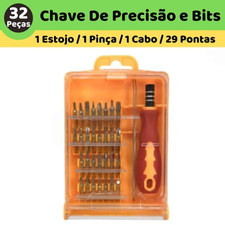 Imagem de Kit Jogo Ferramenta Chave Precisão P/ Abrir Celular Notebook Tabletes 32 peças - CEL-34