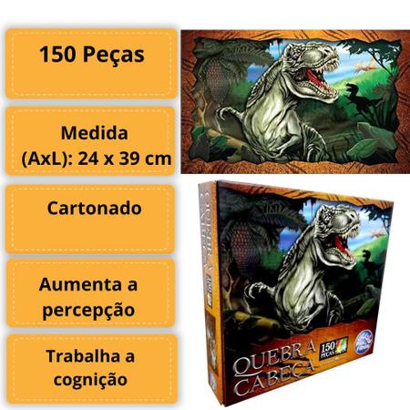 Kit Jogo Infantil Quebra Cabeça Dinossauro Rex+Jacaré Boca De