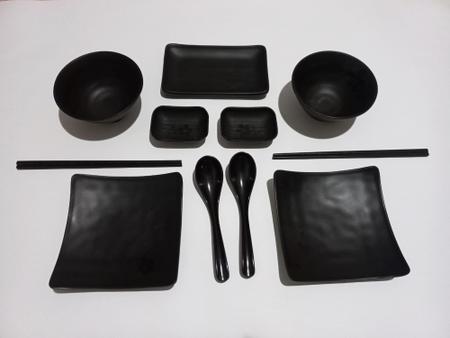 Imagem de Kit Jogo Jantar para Comida Japonesa Melamina Oriental 2 Pessoas 11 peças