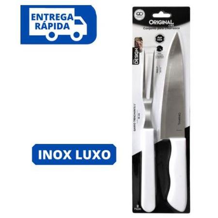 Imagem de Kit Jogo Para Churrasco Conjunto 2 Peças Garfo e Faca INOX Profissional