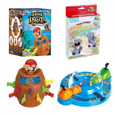 Kit Jogo Barril Pula Pirata Infantil + Brinquedo Papa Sapo Sapinhos  Comilões Para Criança Jogos de Tabuleiro e Pegadinha