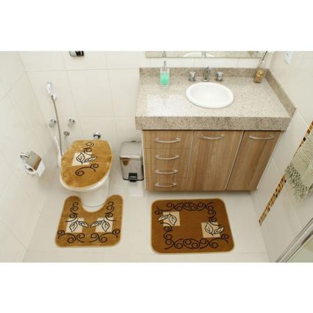 Imagem de Kit Jogo Tapete Banheiro 3 Peças Royal Luxury Caramelo 102-3