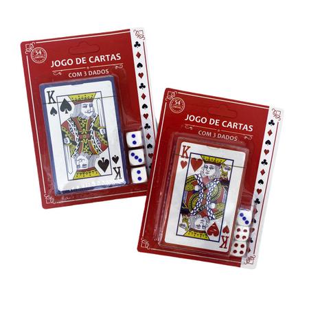 Kit Jogos Dominó 28 Peças Ossos E Baralho 54 Cartas 3 Dados