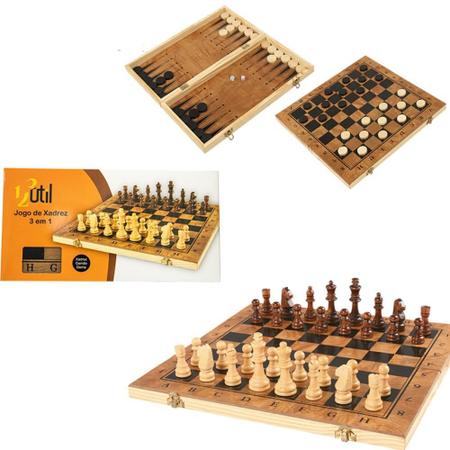 3 em 1 jogo de xadrez internacional de madeira tabuleiro de xadrez jogos  damas jogo de