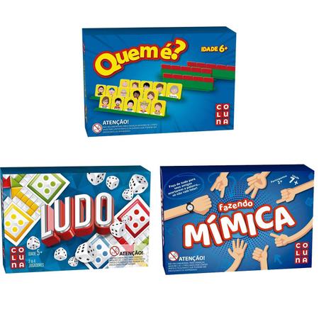 Kit Jogos De Tabuleiro Quem é + Mímica + Ludo Estratégia Raciocínio - Pais  & Filhos - Brinquedos de Estratégia - Magazine Luiza