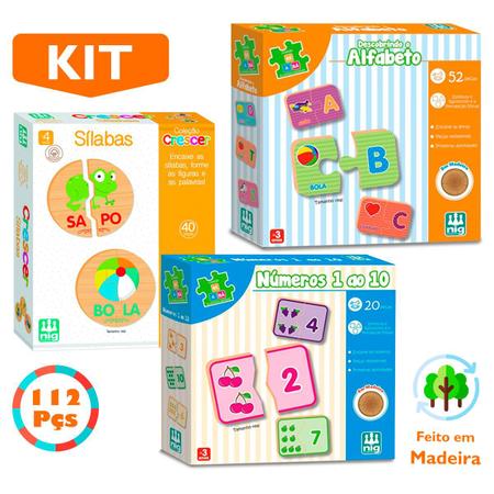 Kit 3 Jogos Educativos Alfabetizacao Infantil Numeros Letras - Nig  Brinquedos