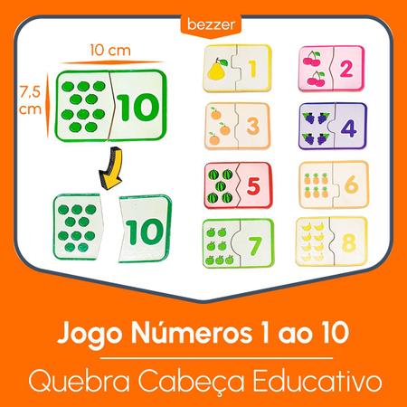 Quebra Cabeça Números 1 à 10  Jogo Pedagógico alfabetização