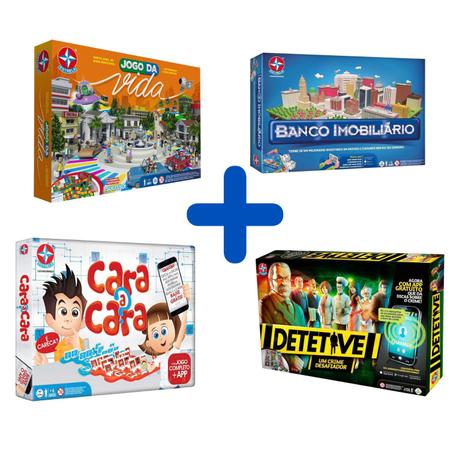 Kit Jogos de Tabuleiro Banco Imobiliário + Detetive + Jogo da Vida + Cara a  Cara