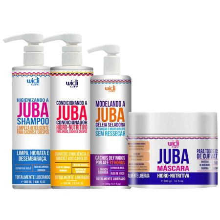 Imagem de Kit Juba Shampoo Condicionador Mascara E Modelando A Juba Geleia Seladora Widi Care