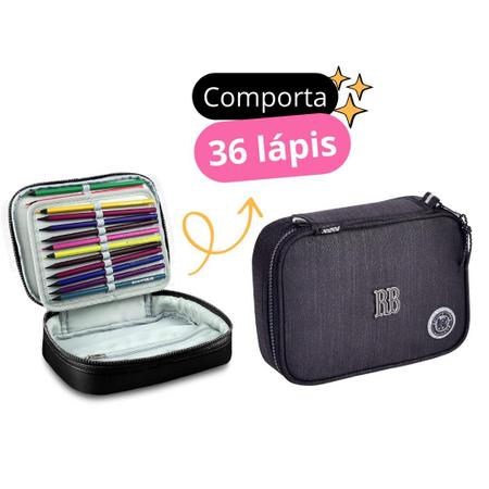 Kit Juvenil Rebecca Bonbon Mochila Preta de Costas com Lancheira e Estojo com Ecobag Imagem de Kit Juvenil Rebecca Bonbon Mochila Preta de Costas com Lancheira e Estojo com Ecobag