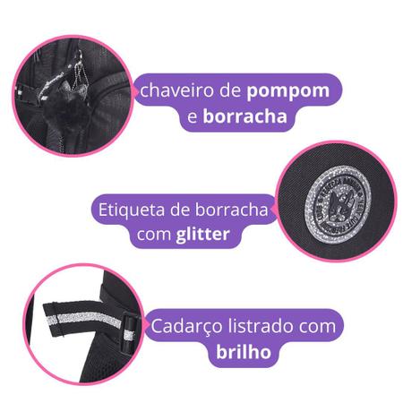 Imagem de Kit Juvenil Rebecca Bonbon Mochila Preta de Costas com Lancheira e Estojo com Ecobag