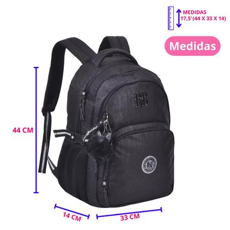 Kit Juvenil Rebecca Bonbon Mochila Preta de Costas com Lancheira e Estojo com Ecobag Imagem de Kit Juvenil Rebecca Bonbon Mochila Preta de Costas com Lancheira e Estojo com Ecobag
