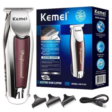 Imagem de Kit Kemei 2600 Cortador Cabelo Barbearia Barbeiro  Kemei 2712 Acabamento Barba Cabelo Pezinho 