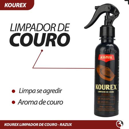 Imagem de Kit Kourum Kourex Limpeza Hidratação Bancos De Moto Jaqueta Couro Razux