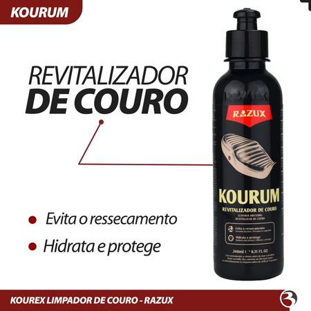 Imagem de Kit Kourum Kourex Limpeza Hidratação Bancos De Moto Jaqueta Couro Razux