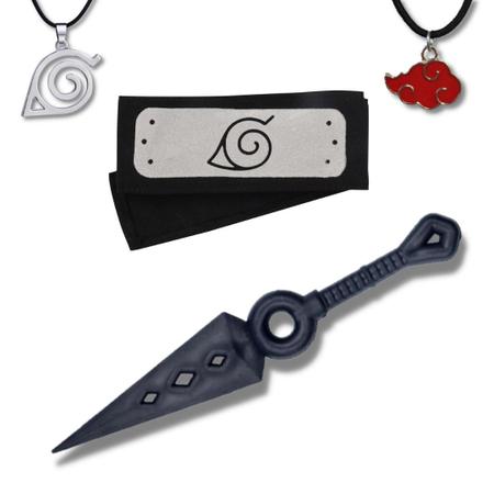 Kit Kunai & Bandana Naruto Boruto + Colar Akatsuki & Konoha Aldeia da Folha