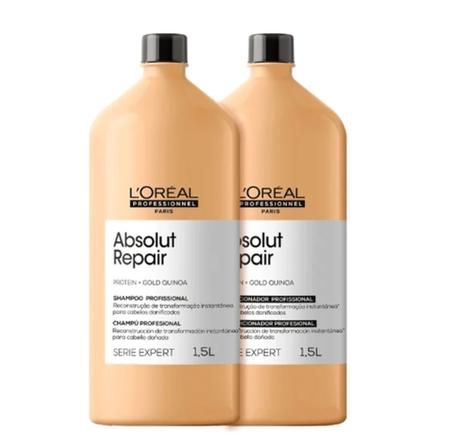 Imagem de Kit L'Oréal Absolut Repair Gold Quinoa + Protein Shampoo 1500ml + Condicionador 1500ml