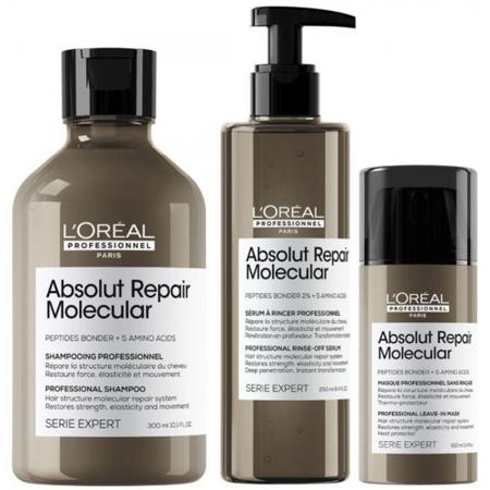 Imagem de Kit L'oréal Professionnel Absolut Repair Molecular Shampoo 300ml+ Sérum 250ml+ Leavein 100ml