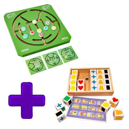 Kit Labirinto Inteligente + Jogo De Memória Educativo Cubos