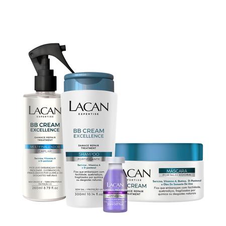 Imagem de Kit Lacan Multifinalizador Capilar BB Cream Shampoo Leave-in Máscara e Ampola Matizadora (4 produtos)