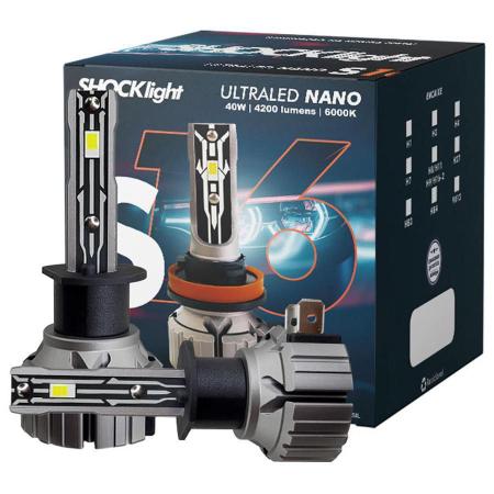 Kit Lâmpada Ultra Led H1 Shocklight S16 Nano 6000K 8400Lm Imagem de Kit Lâmpada Ultra Led H1 Shocklight S16 Nano 6000K 8400Lm