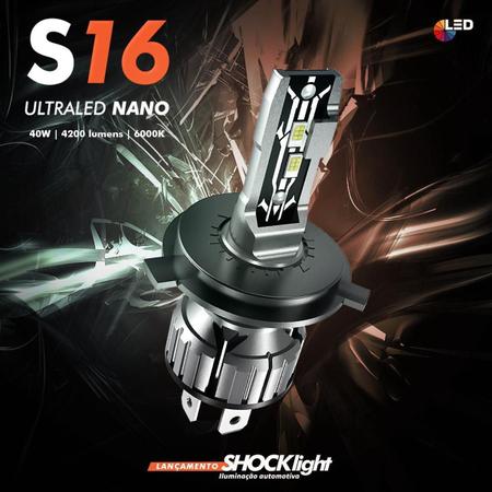 Kit Lâmpada Ultra Led H1 Shocklight S16 Nano 6000K 8400Lm Imagem de Kit Lâmpada Ultra Led H1 Shocklight S16 Nano 6000K 8400Lm