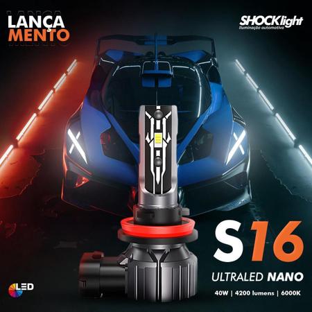 Kit Lâmpada Ultra Led H1 Shocklight S16 Nano 6000K 8400Lm Imagem de Kit Lâmpada Ultra Led H1 Shocklight S16 Nano 6000K 8400Lm