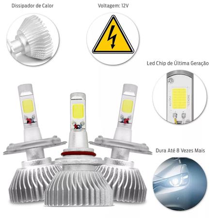 Imagem de Kit Lâmpadas Super LED Headlight Celta 2006 A 2014 Farol Baixo Alto H4 Milha HB4 6000K Efeito Xênon