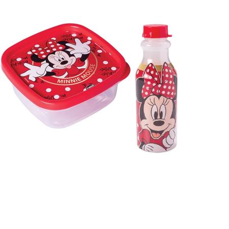 Kit escolar Minnie Mouse com garrafa e pote, 15631, Plasutil - CX